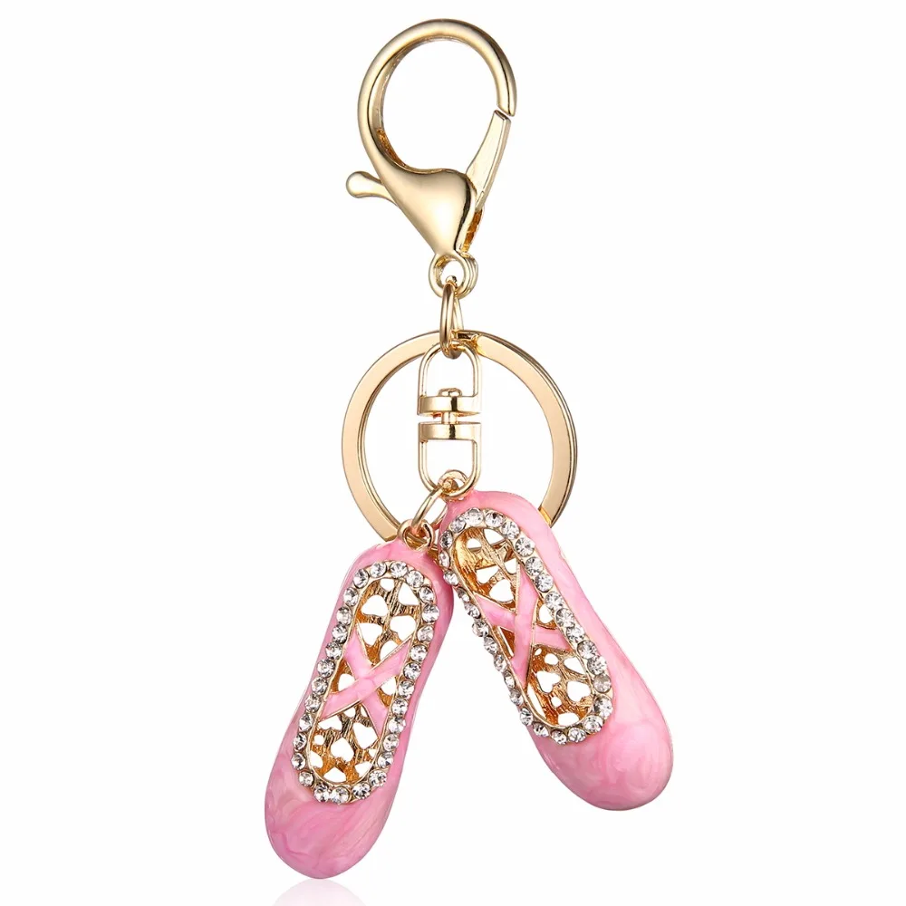 Crystal Bejeweled Ballet Slipper Key Chain Accessory Charm Key Holder