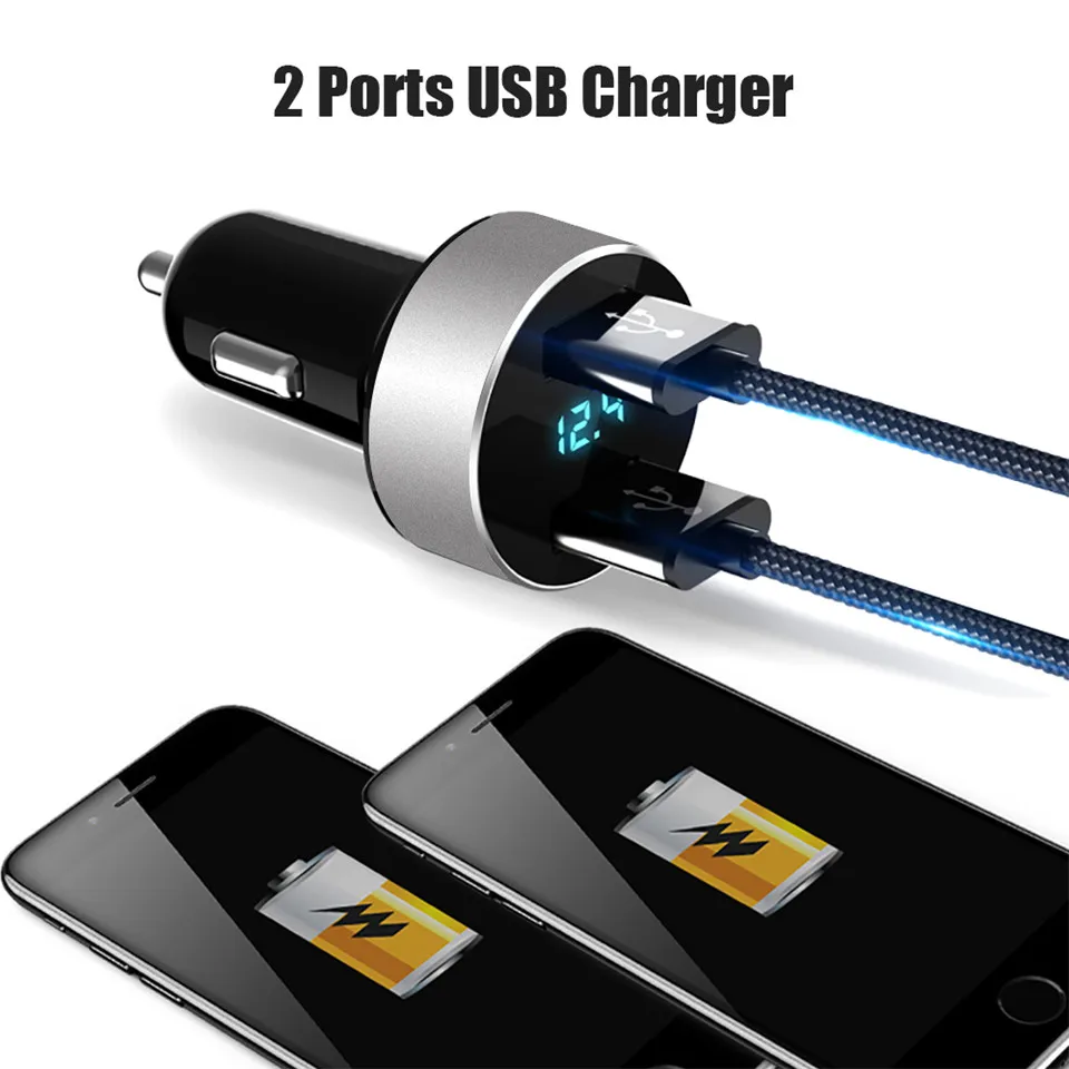 Wireless Car Charger Dual USB Ports Quick Charger 5V 3.1A LED Display Car Cigarette Lighter Splitter Adapter for iphone Android (11)