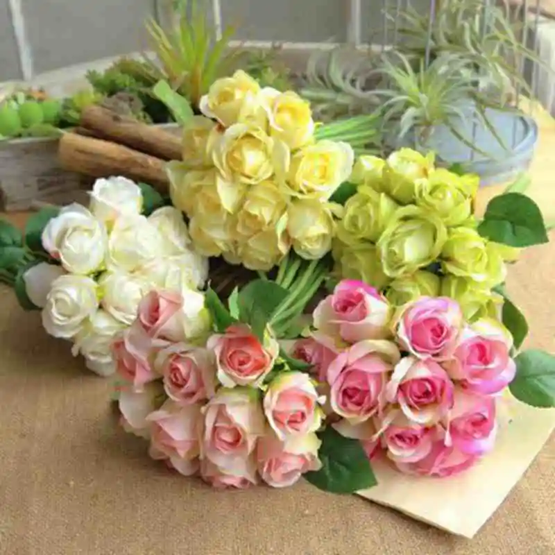 

1pc/lot 11 heads/Bouquet Best Selling romantic silk artificial wedding bouquets flowers bridal bouquets 2018 cheap for birthday