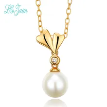 l&zuan Pendant Necklace For Women 18K Yellow Gold 0.015CT Diamond Natural Freshwater Pearl Fine Jewelry Charms Bijouterie