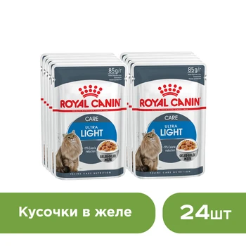 

Royal Canin Ultra Light пауч для кошек склонных к полноте (кусочки в желе), Cat food, for cats, 24*0,085 кг
