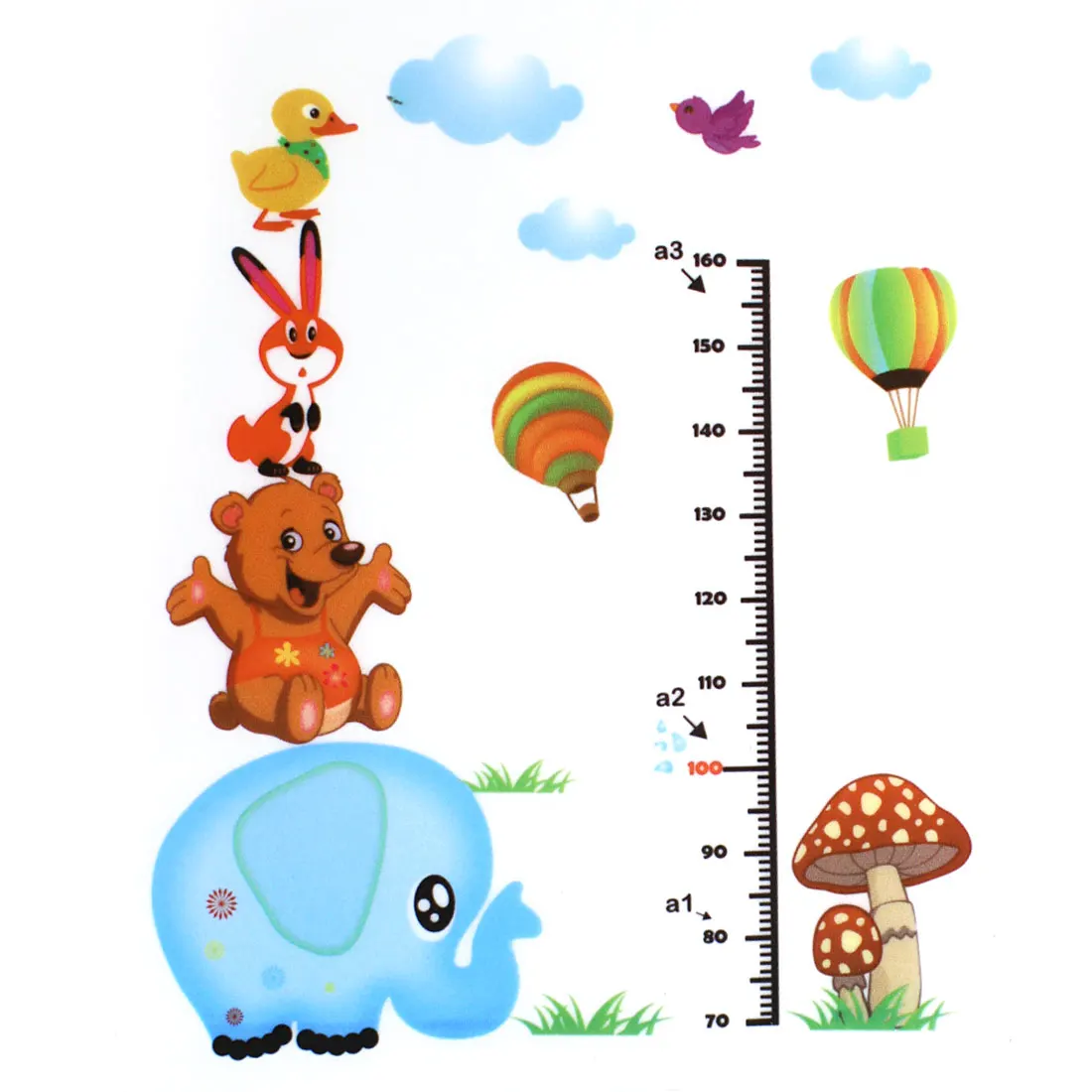 UXCELL Kids Cartoon Height Measurement Chart Pvc Wall Sticker Decal