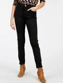 

Woman black bottoming casual skinny slim trousers