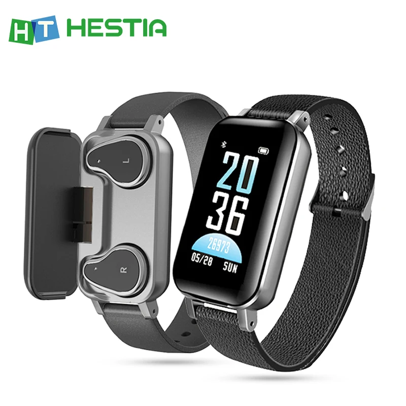 

T89 TWS Newest AI Smart Watch With Bluetooth Earphone Heart Rate Monitor Smart Wristband Long Time Standby Sport Watch Men