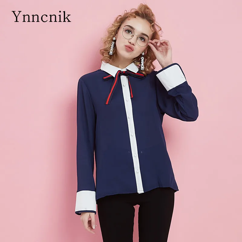 Шифоновая рубашка Ynncnik женская прозрачная Элегантная блузка для колледжа топы с