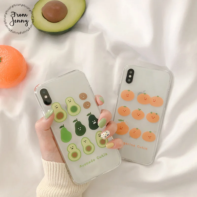 

From Jenny Simple expression fruit for iPhone x xr xs max 6 6s 7 8 Plus cute transparent mobile phone protection soft shell
