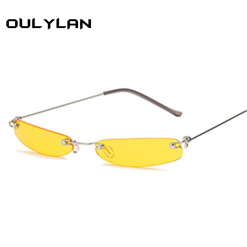 

Oulylan Women Men Sunglasses Small Narrow Sun Glasses Retro Rectangle Brand Designer Female Rimless Ultralight UV400 Goggle