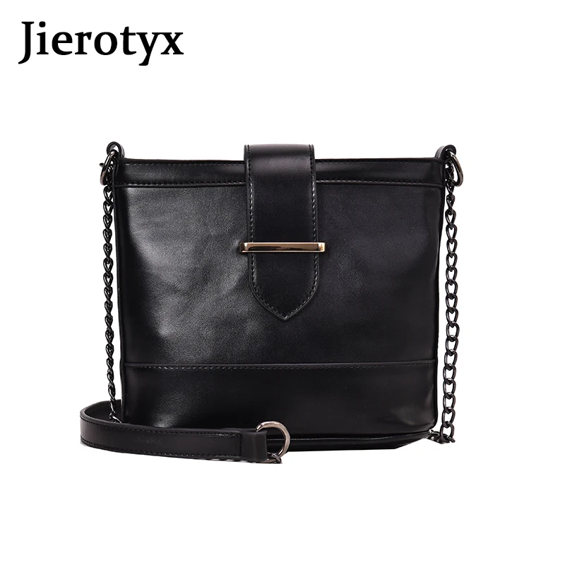 

JIEROTYX European women shoulder bag chain handbag 2019 crossbody bags for women messenger bag black leather Drop shipping