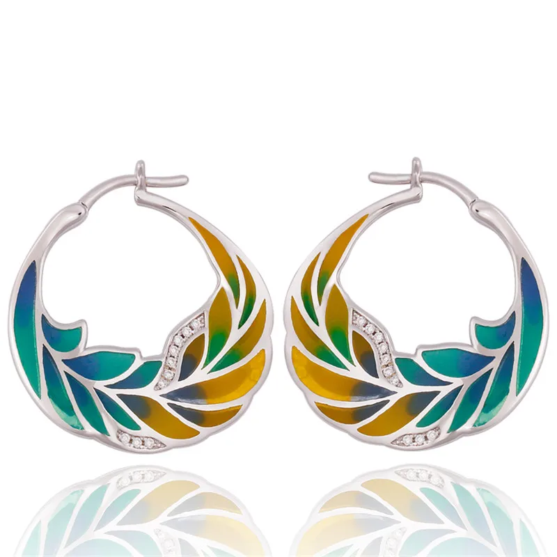 925 Sterling Silver Customized Enamel Earrings 7.5g Heavy Colorful