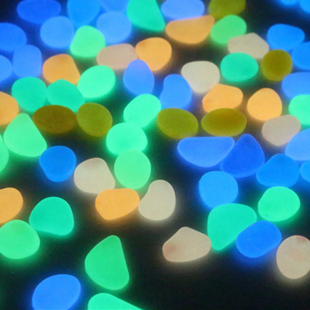 100PCS\Pack Glow In The Dark Artificial Luminous Pebbles Stone Aquarium Fish Tank Villa Garden