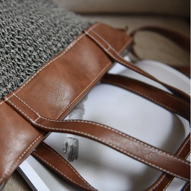 Women Straw Bag Female Beach Handbag INS Popular Ladies Patchwork Shoulder Bags Fashion Summer Large Weave Vacation Tote SS3050 (17)