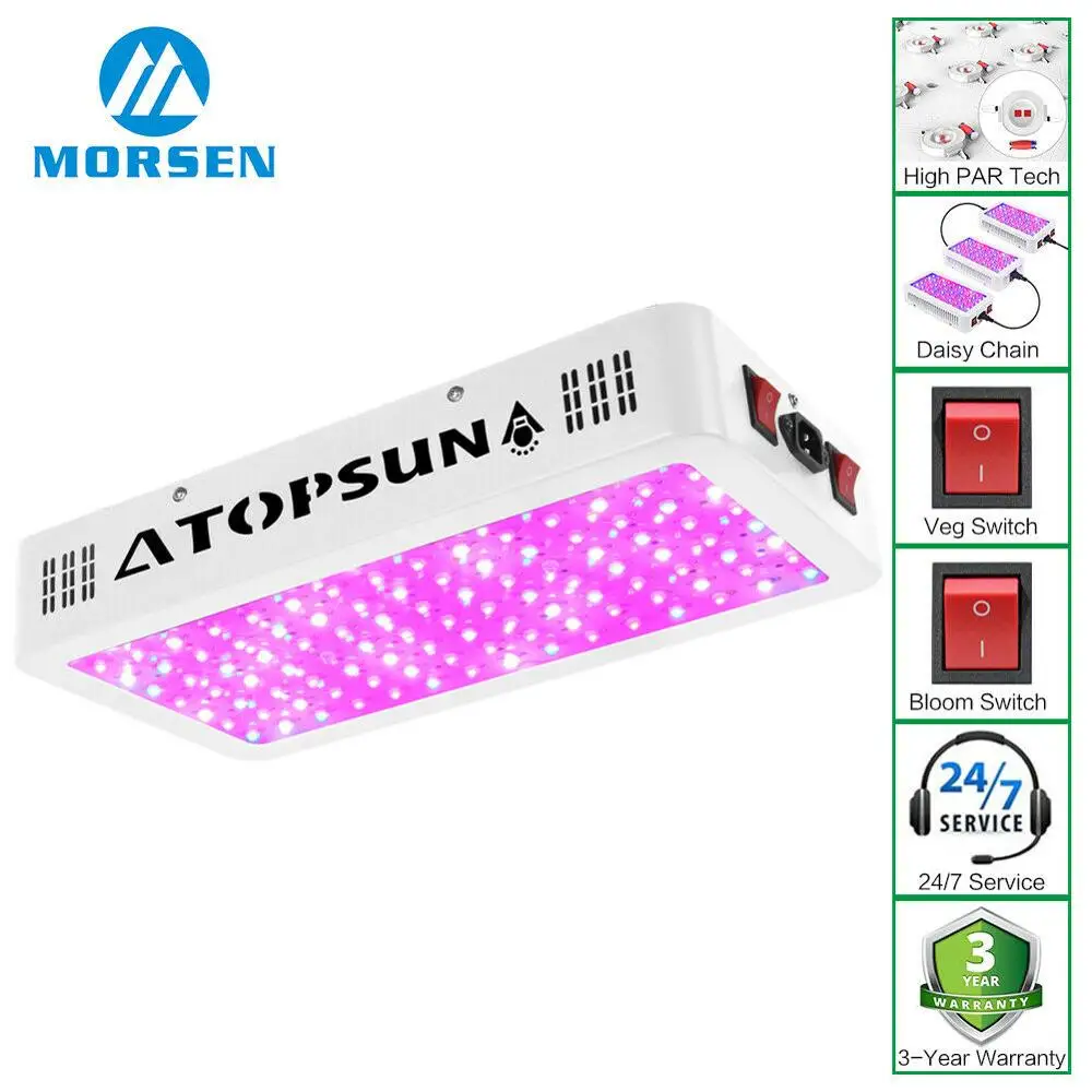 

Morsen T-1200W Led Grow Light Full Spectrum Veg Bloom Mode with Daisy Chain Indoor Hydroponics Grow
