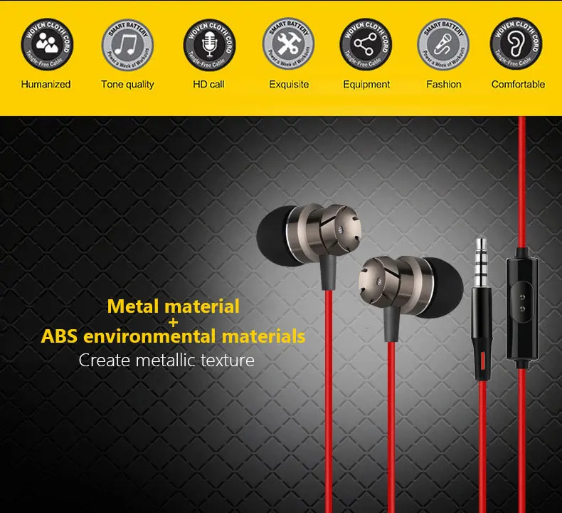 EM3 Metal Earphones Stereo Earpieces Super Bass Headset Sport Running Handsfree Noise Reduction Earbuds With Mic For iPhone 5 6S