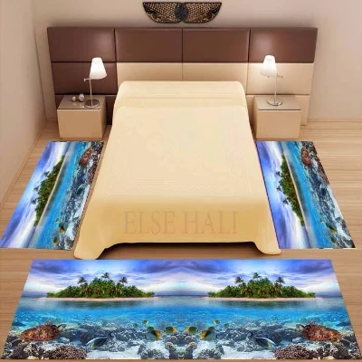Еще 3 предмета тропический под морские рыбы остров 3d принт нескользящие микрофибры Моющиеся Декор Спальня области ковры Набор ковриков
