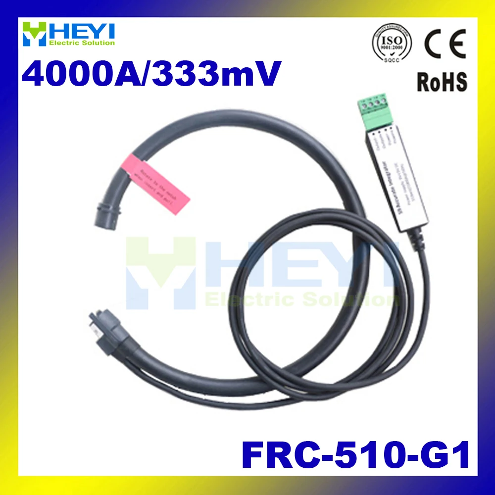 

Black Red Yellow flexible rogowski coil Rated current 4000A Output: 333mVrms rogowski sensor with rogowski Integrator