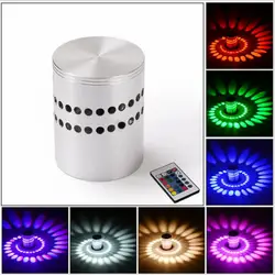 Современные светодиодный настенный светильник RGB 3 Вт Алюминий полый цилиндр удаленного Управление домашние бра украсить освещения AC85-265V
