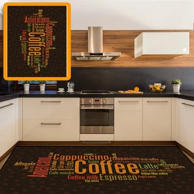 Else американо кофе эспрессо латте бобы 3d узор печать Нескользящая микрофибра кухня современный декоративный моющийся коврик