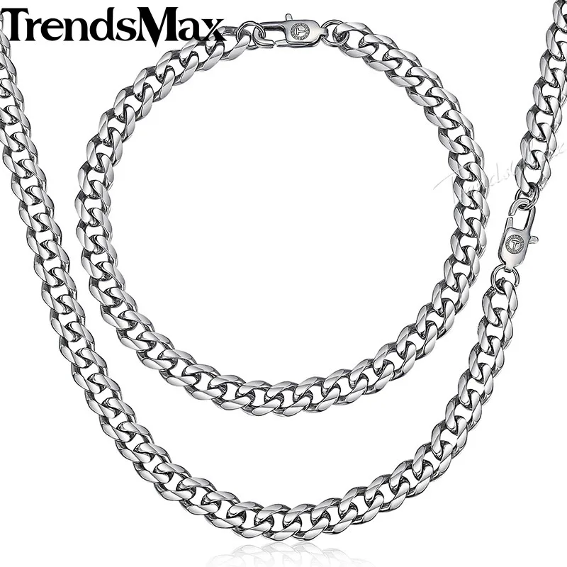 Комплект ювелирных изделий Trendsmax KKSM01 для мужчин ожерелье из нержавеющей стали с