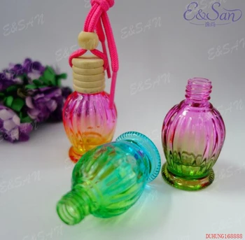 

free shipping 500PCS/LOT 10ML Beautiful Color Glass Cosmetics Perfume Bottle Car Haning Fragrance Bottle