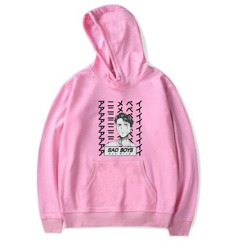 Лидер продаж, модная толстовка с капюшоном в стиле ретро, японского аниме, мужские Забавные топы, Харадзюку, уличная одежда - Цвет: hoodie-pink