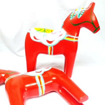 

Nordic Wood Crafts Ornaments Creative Home Decorations Zakka Grocery Wooden Crafts Animal Articles Sweden Dala Horse Painted red