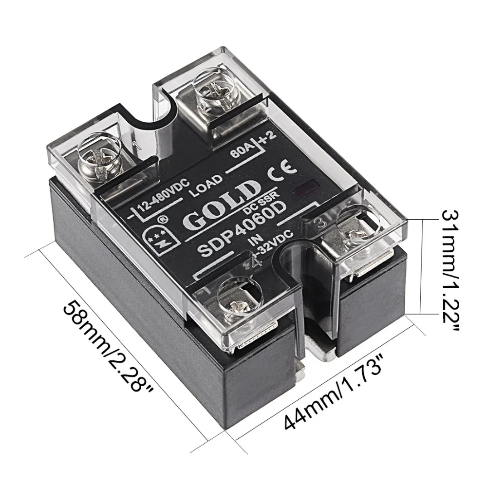 

UXCELL 3.5-32VDC to 12-480VDC 60A Single Phase Solid State Relay Module DC to DC Power Supplies Home Improvement SDP4060/10D