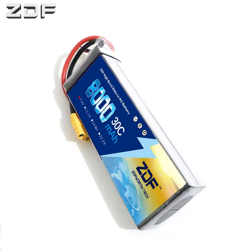 Аккумулятор ZDF AKKU 2S 7 4 В 8000 мАч 30C LiPo Tplug/XT60/EC5/TRX Traxxas для радиоуправляемого