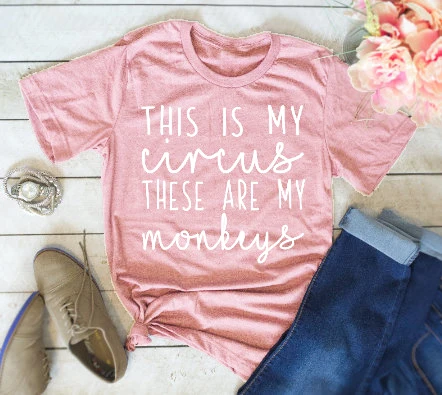 This is My Circle This Are My футболка с обезьяной, футболка для мамы, женская футболка с надписью, модный крутой стиль, grunge tumblr, топы, хлопковые летние футболки - Цвет: Pink-black txt