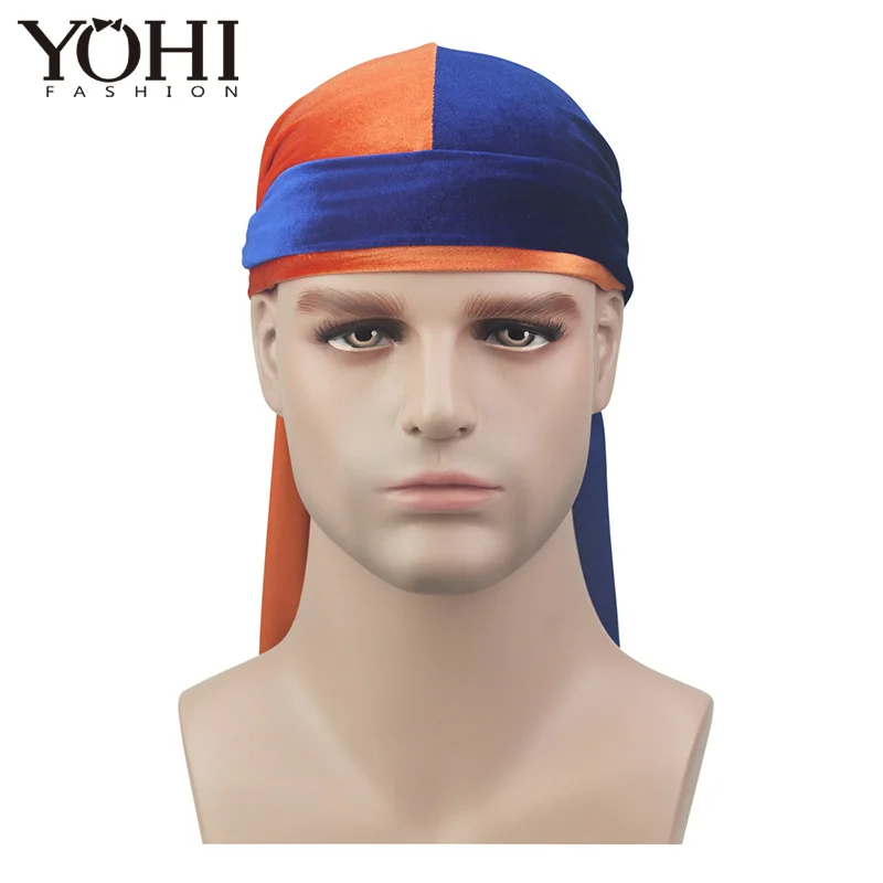 2018New Luxury Men's P Velvet Durags Bandana Turban Hat Wigs Doo Durag Biker Headwear Headband