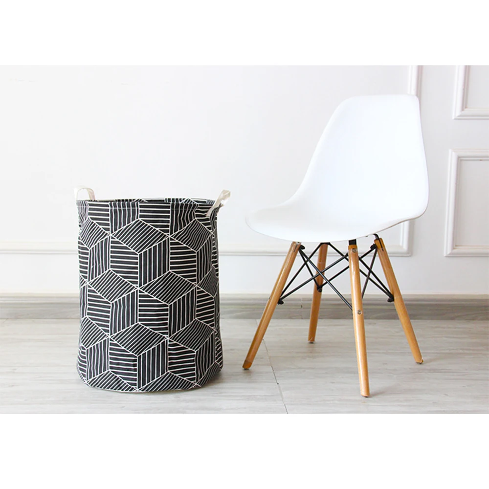 

Dirty Hamper Fabric Foldable Geometric Pattern Dirty Clothes Storage Bucket Toy Storage Bin Laundry Basket-1