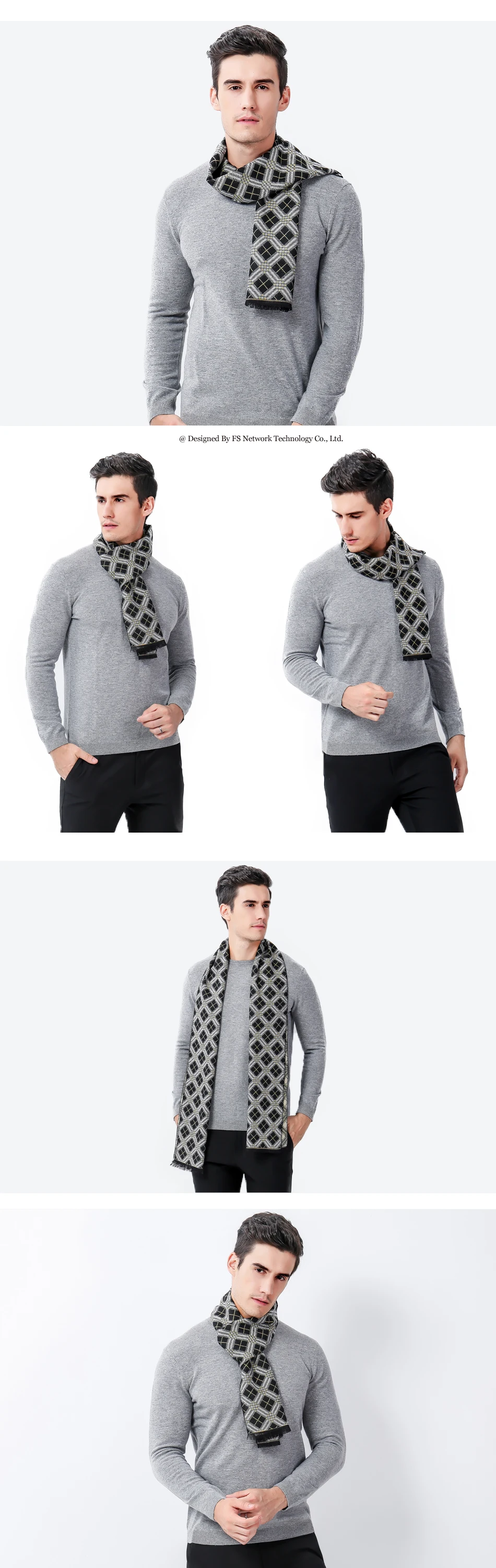 male scarf FS Winter Warm Scarves For Men Tartan Plaid Scarf Luxury Brand Designer Cashmere Wool Man 2018 Fashion Business Long Soft Shawl mens dress scarf