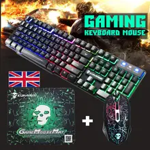 T6 Luminous Keyboard and Mouse Set for Desktop Computer Game Mechanical Feel Wired Computer Game Gaming Keyboard +Mouse Mice Set techase wireless keyboard and mouse combo suit teclado e mouse sem fio bamboo klavye mouse set for desktop computer gaming mause