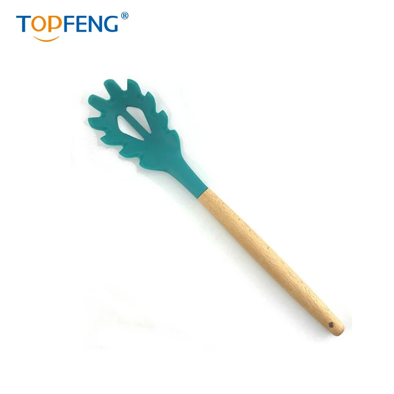 TOPFENG 8 шт красочные силиконовые кухонные принадлежности с деревянной ручкой