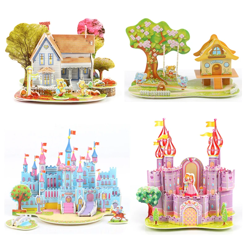 

3D DIY Puzzle Jigsaw Baby toy Kid Early learning Castle Construction pattern gift For Children Brinquedo Educativo Houses Puzzle