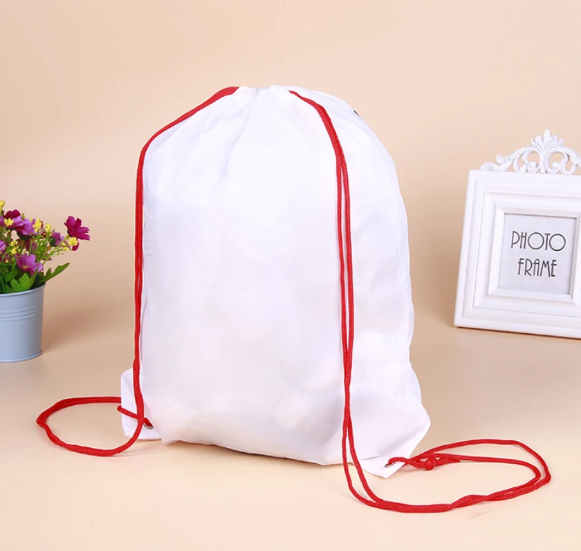 White Sublimation Polyester bundle pocket travel backpack bag gift storage drawstring can be customized logo 100PCS | Дом и сад