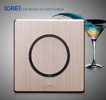 

Free Shipping,1 Gang 2 Way,Luxury Champagne Brushed Wall Switch, Pressure Switch, Push Button Switch, 110~250V Light Switch,LED