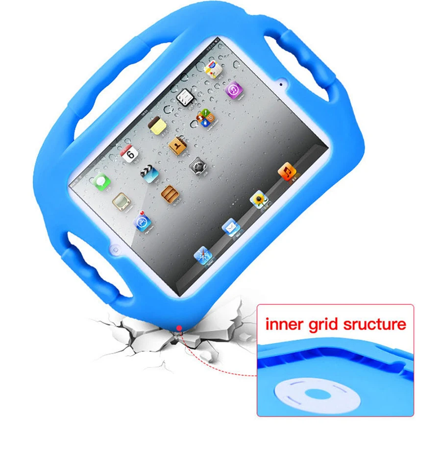 Kids Shockproof Case for iPad 2 3 4 Tablet Children Handle Steering Wheel Stand Cover Soft Silicone Drop Proof Protective Case (15)