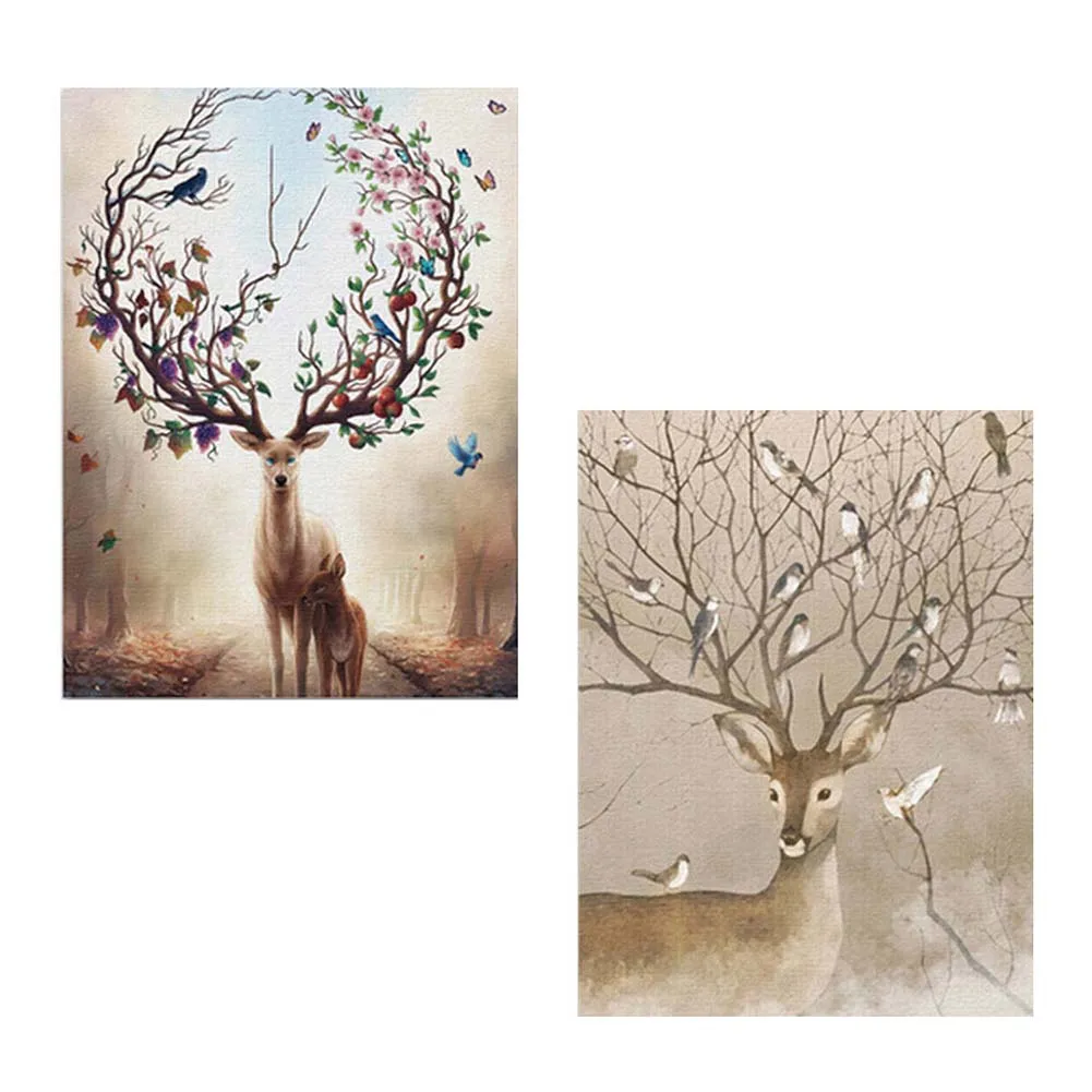 

New Arrival 2 Styles Deer Oil Painting By Numbers On Canvas DIY Animal Digital Coloring Plum flower Deer Fashion Gift