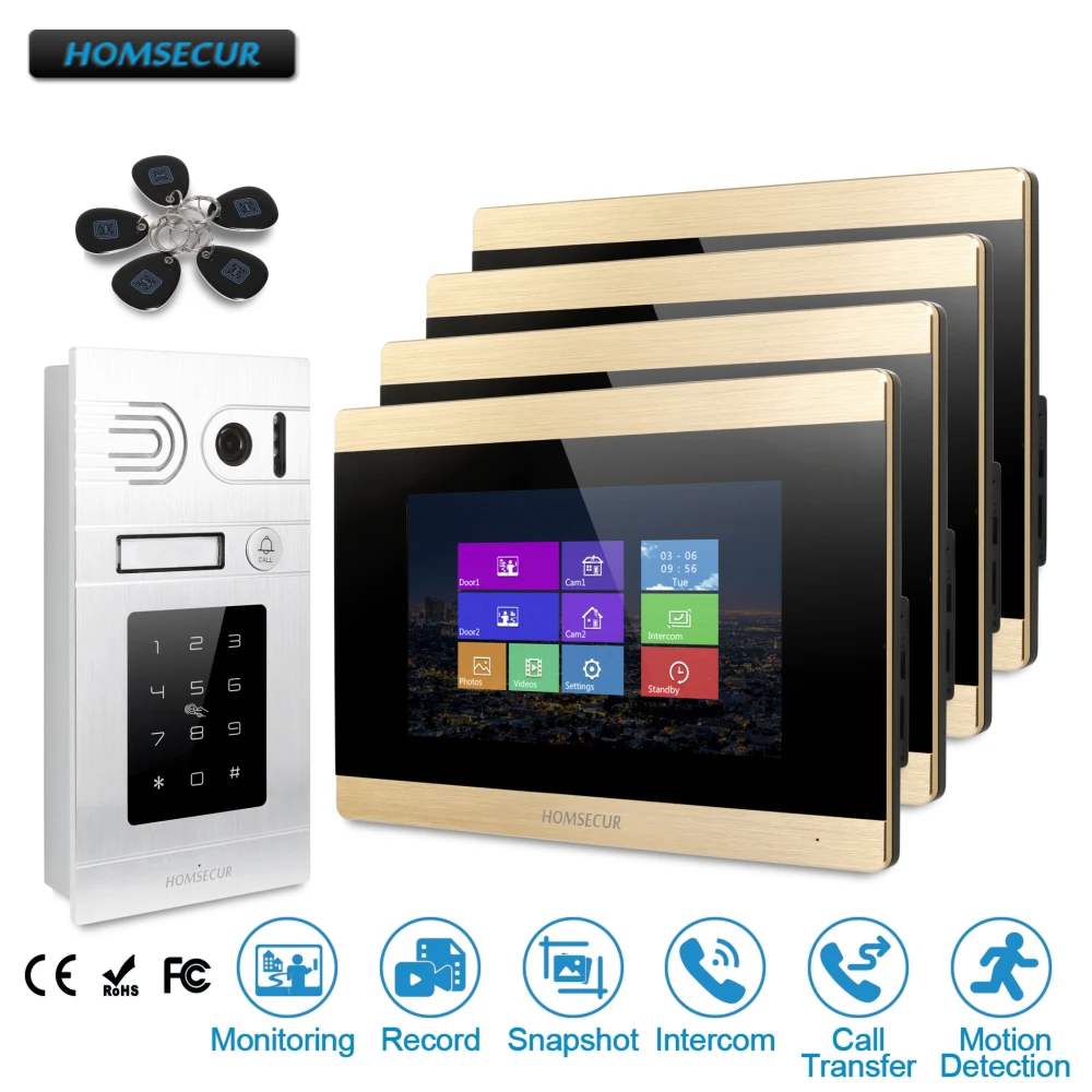 HOMSECUR 7" Wired Hands free Video Door Entry Phone Call System+Silver