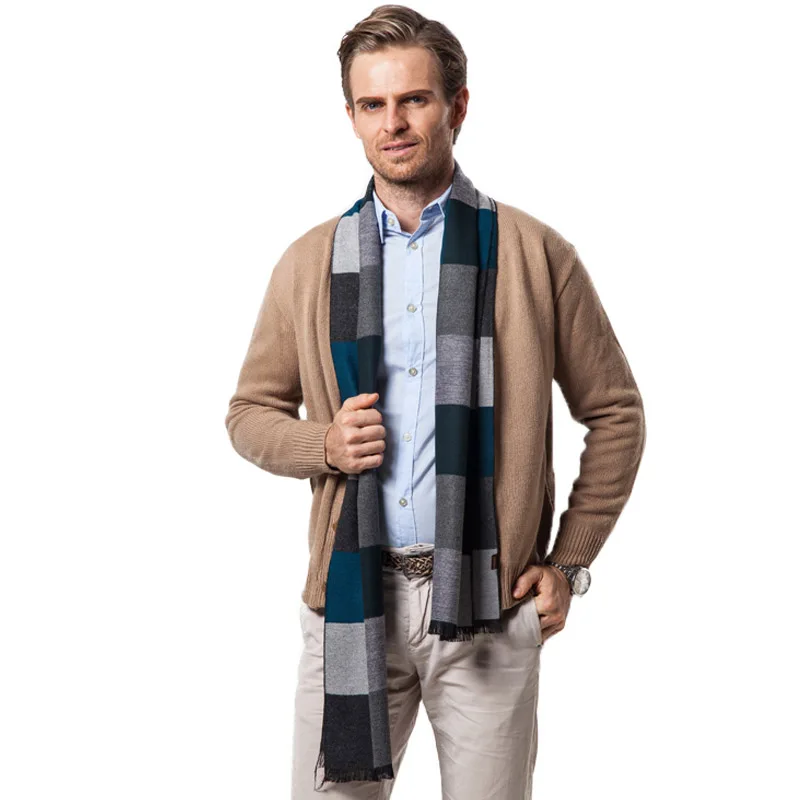 paul smith scarves FS Man Luxury Brand Fashion Cashmere Wool Plaid Scarf Men Designer Shawl Winter 2018 Soft Wraps Warm Casual Scarves barbour scarf mens Scarves