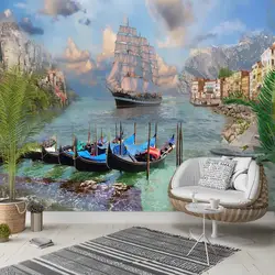 Else Blue Sea Side корабли цветочный природа 3d печати фото Cleanable декор для стен домашний Декор Гостиная Спальня задний план обои