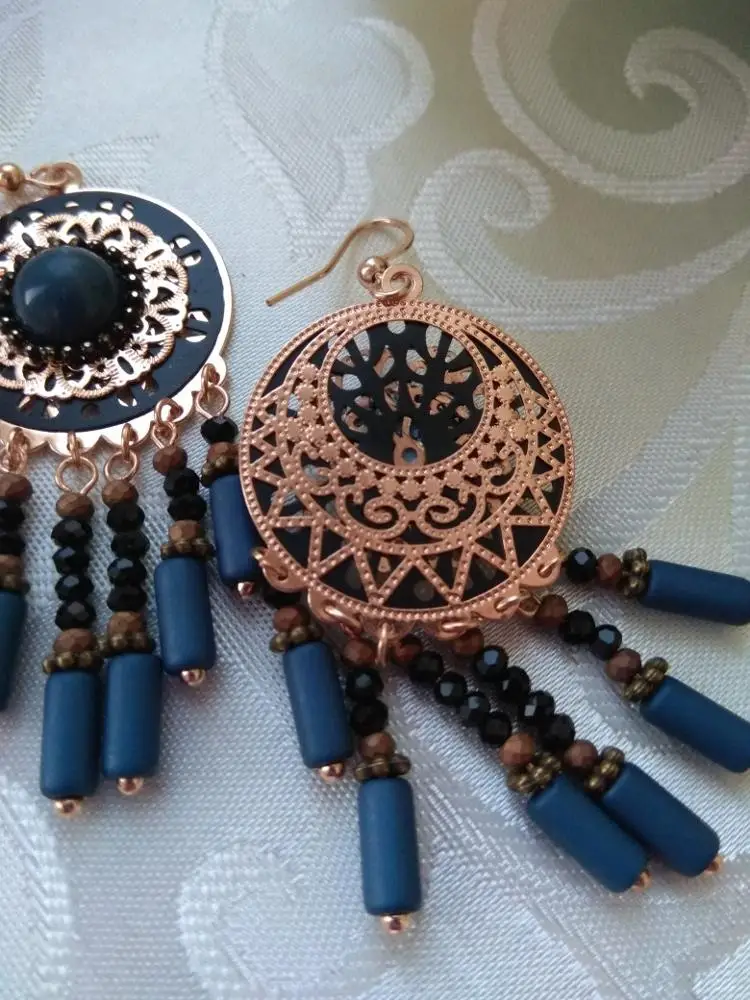 Модные черные серьги с кисточками и кристаллами с камнями kolczyki деревянные подвесные серьги с французским замком для женщин и девушек серьги-капли ювелирные изделия