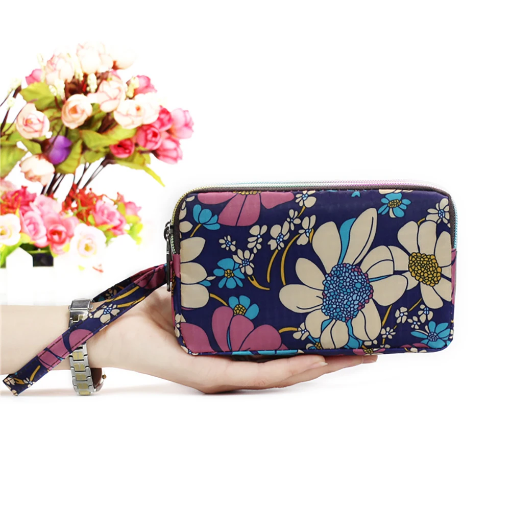 Women Floral Print Wallet Zipper Canvas Wallet Coin Purse Cell Phone Pouch in Wallets from