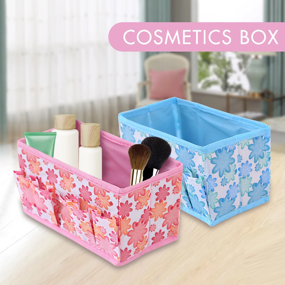 Multifunctional Folding Non Woven Make Up Desktop Cosmetic Organizer Storage Box Wardrobe Drawer Organizer for Scarfs Socks -