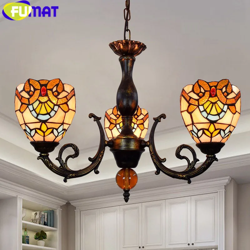 4 Stained Glass Pendant Ceiling Lamps