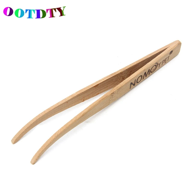

OOTDTY Eco-Friendly Bamboo Tools Angled Reptile Terrarium Feeding Tongs Tweezers