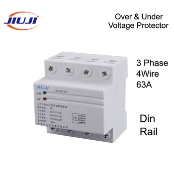 

63A 380V Three Phase Four Wire Din Rail Automatic Recovery Reconnect Over & Under Voltage Protective Divice Protector Relay