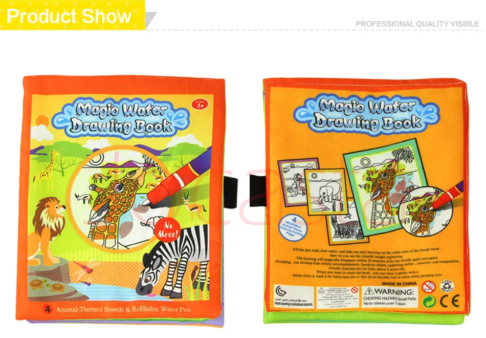 Животные тема Волшебная Вода Рисование книги и 2 волшебная ручка раскраска каракули нетоксичные доски для рисования Развивающие игрушки для детей