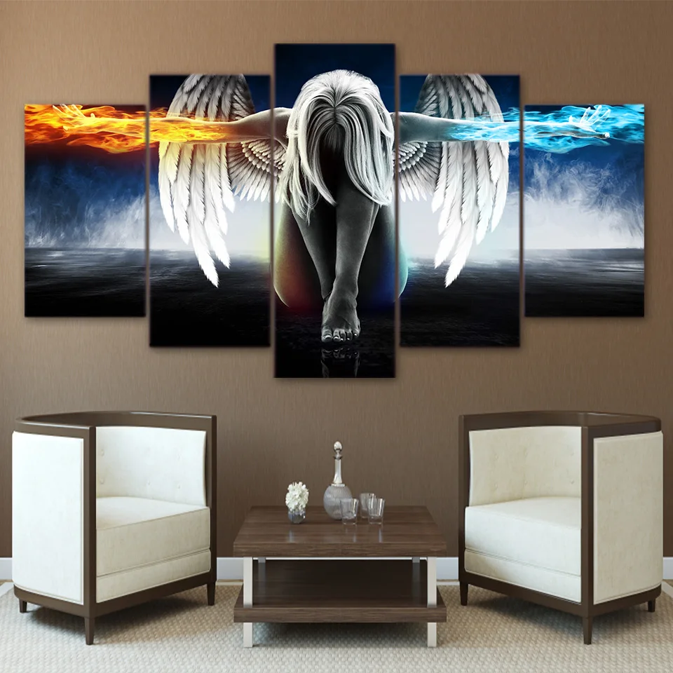 

Canvas Wall Art Pictures HD Printed Modular Bedroom Living Room Decor 5 Piece Cartoon With Wings Paintings Framework Posters