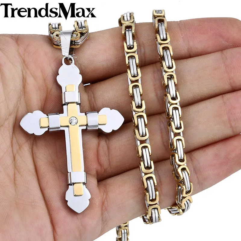 Мужское колье с подвеской крестом из нержавеющей стали|cross pendant necklace|pendant necklacenecklace
